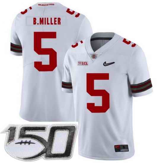Ohio State Buckeyes 5 Braxton Miller White Diamond Nike Logo College Football Stitched 150th Anniversary Patch Jersey